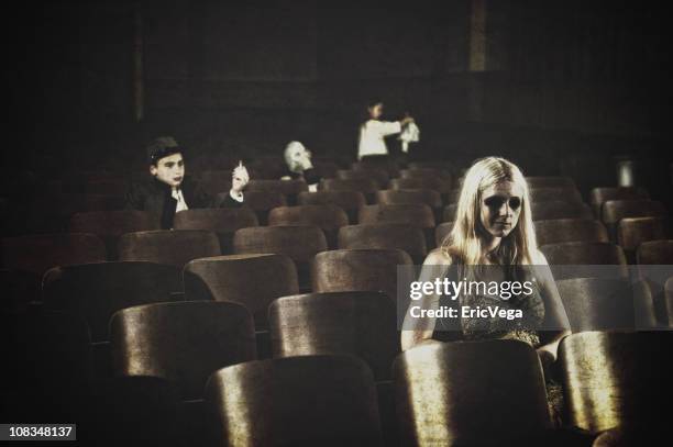 theatre - mysterious blond woman stock pictures, royalty-free photos & images