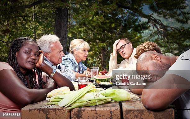 dysfunctional family picnic - relationship difficulties photos stock pictures, royalty-free photos & images