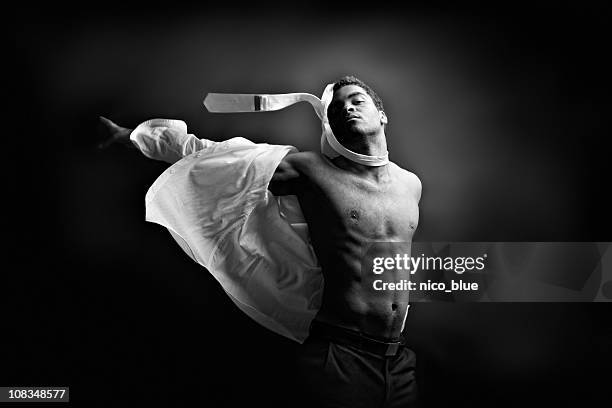 fashion portrait undress - black and white muscular man stock pictures, royalty-free photos & images