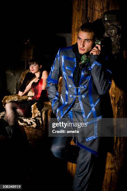 guy is talking on the phone - high fashion clothing stock pictures, royalty-free photos & images