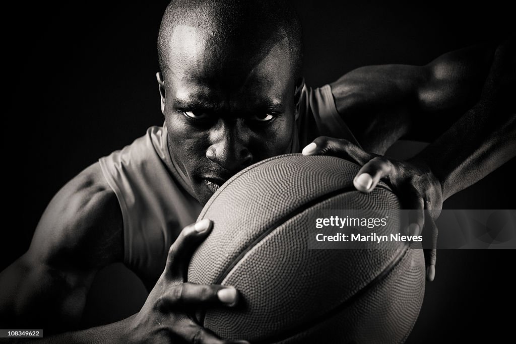 Intense basketball player