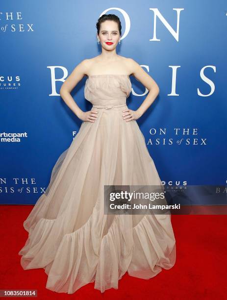 Felicity Jones attends "On The Basis Of Sex" New York City Screening at Walter Reade Theater on December 16, 2018 in New York City.