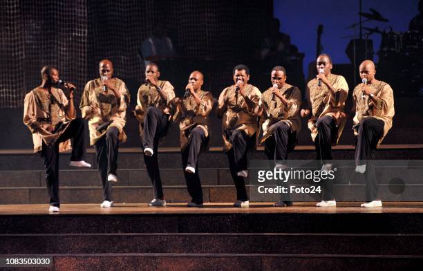 Ladysmith Black Mambazo performing at the Playhouse on October 10 in Durban, South Africa. The South African a capella group staged their debut play,...