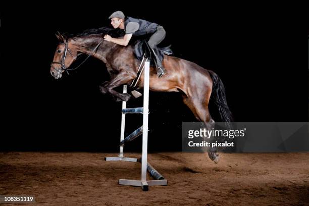 salto ostacoli equestre - equestrian show jumping foto e immagini stock