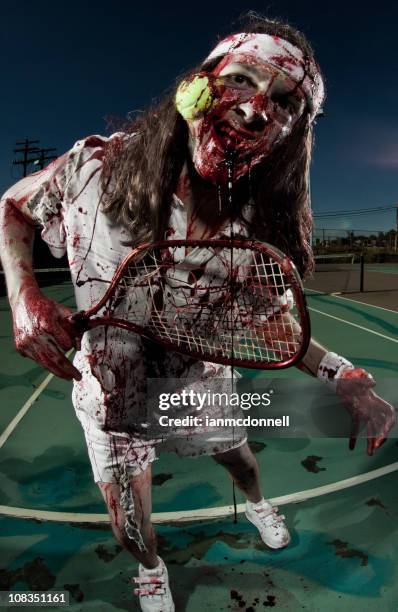 zombie tennis - halloween ball stockfoto's en -beelden