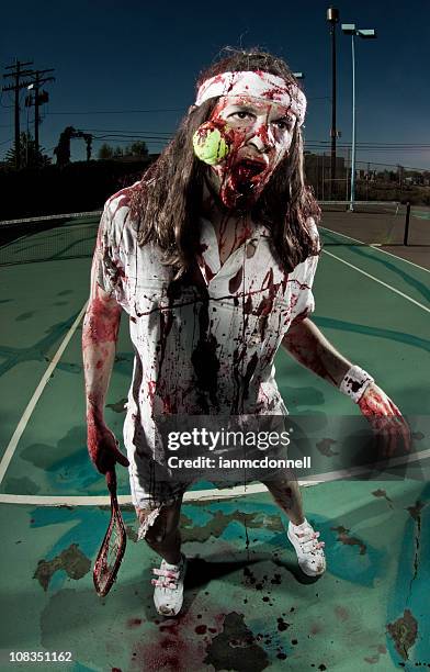 zombie tennis player - blue tennis court stock pictures, royalty-free photos & images