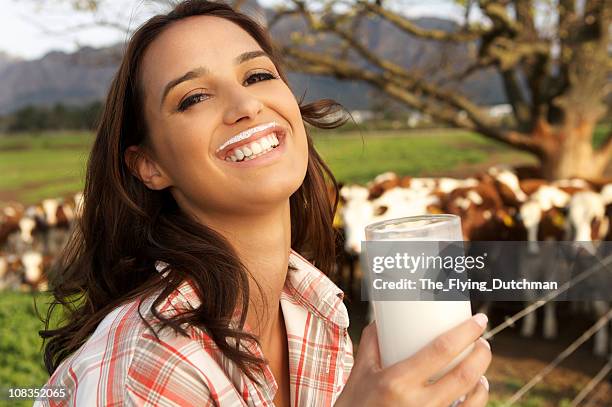milk girl farm - milk moustache stock pictures, royalty-free photos & images