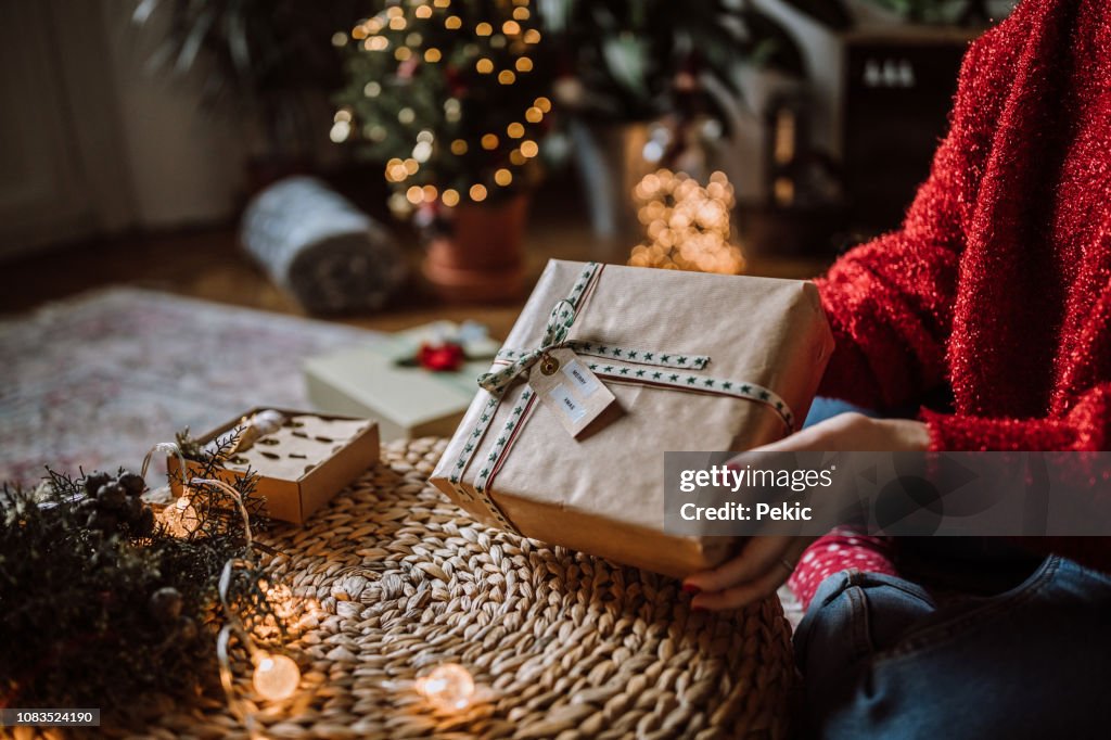 Finishing Up Her Christmas Presents