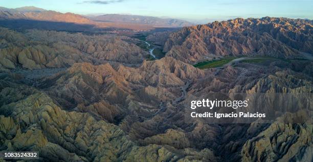 aerial view, quebrada de las flechas canyon, route 40, salta, argentina - flechas stock pictures, royalty-free photos & images