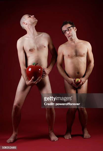 comparing apples - penis humour stock pictures, royalty-free photos & images