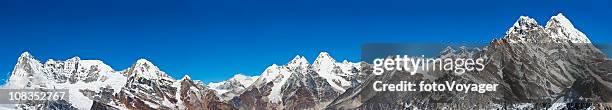 mountain peaks super panorama mt everest high altitude himalayas nepal - kangchenjunga stock pictures, royalty-free photos & images