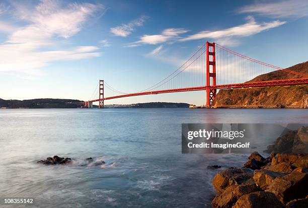 golden gate bridge landscape with water - the presidio stock pictures, royalty-free photos & images