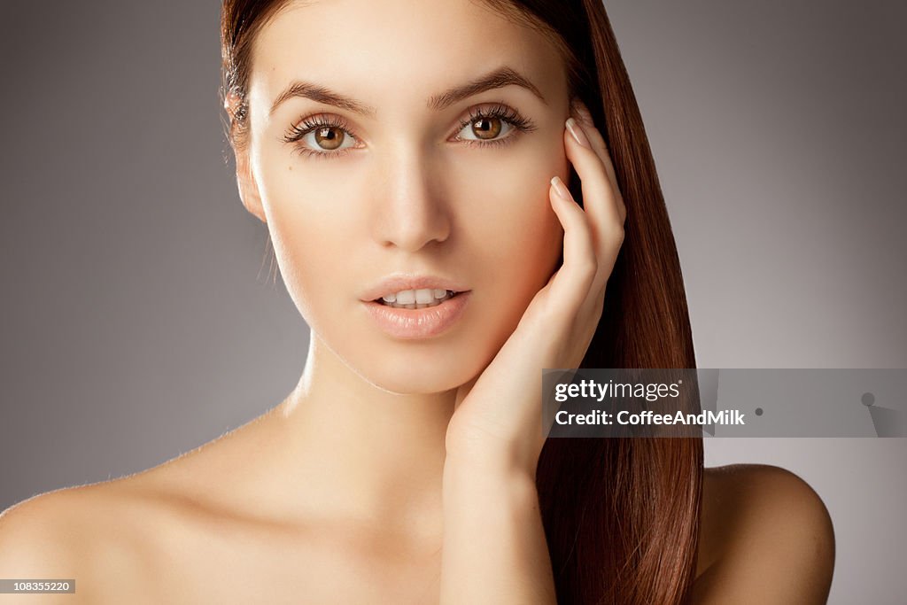 Beautiful woman with brown hair