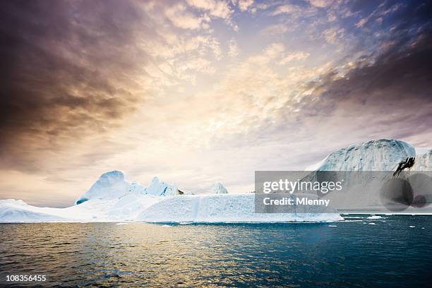 dawn north pole icebergs greenland artic - ice berg stock pictures, royalty-free photos & images