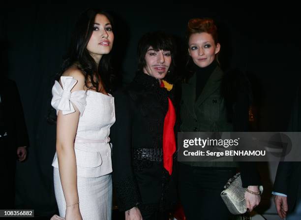 Yasmine Besson, John Galliano and Audrey Marnay at Dior Fashion Week at Musee Rodin in Paris, France, on January 24, 2011 in Paris, France.