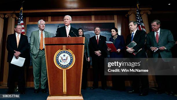 Sen. Jim Inhofe , Sen. John Cornyn , Sen. Orrin Hatch , Sen. Kelly Ayotte , Sen. John Hoeven , Sen. Olympia Snowe , Sen. Mark Kirk and Sen. Roy...