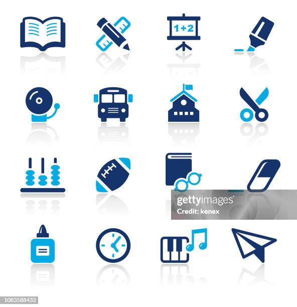 education two color icons set - learning piano stock illustrations