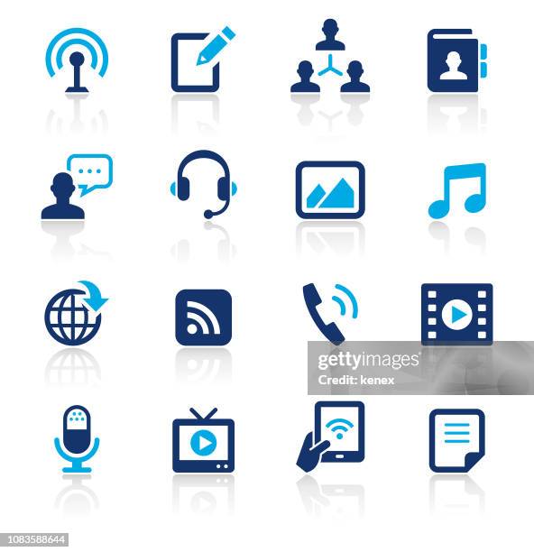 social media two color icons set - telephone directory stock illustrations