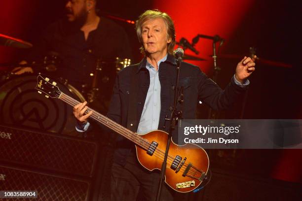 Sir Paul McCartney performs live on stage at the O2 Arena during his 'Freshen Up' tour, on December 16, 2018 in London, England.