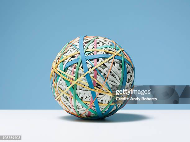 close up of rubber band ball - elastic band ball stock pictures, royalty-free photos & images