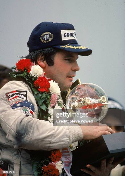 Williams Ford driver Alan Jones wins the Formula One British Grand Prix at Brands Hatch in Kent, England. \ Mandatory Credit: Steve Powell /Allsport