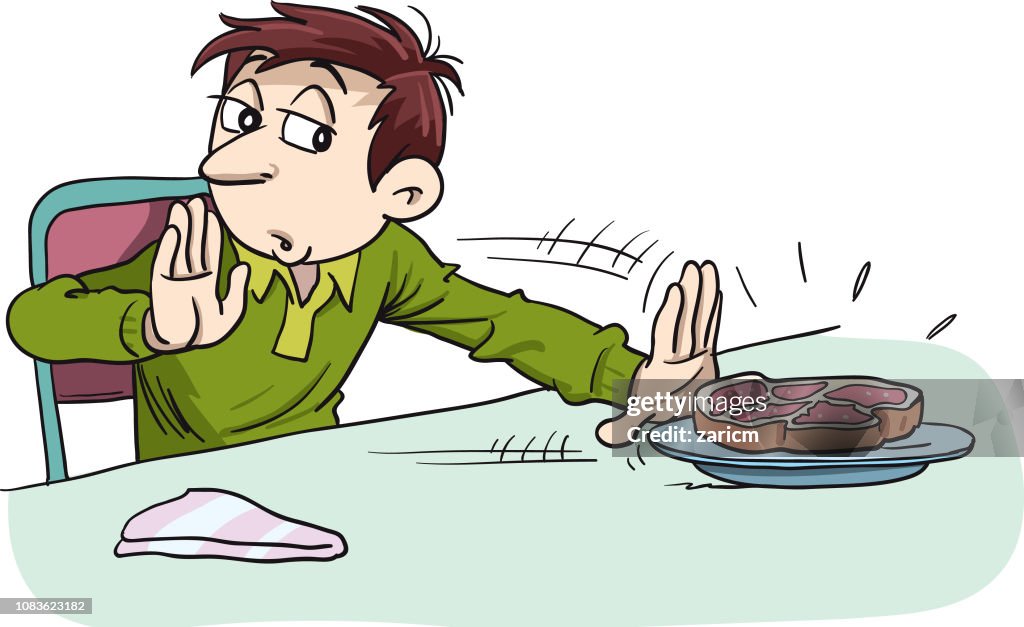 Man Refuses Eating Meat High-Res Vector Graphic - Getty Images Man Refuses Eating Meat High-Res Vector Graphic - Getty Images