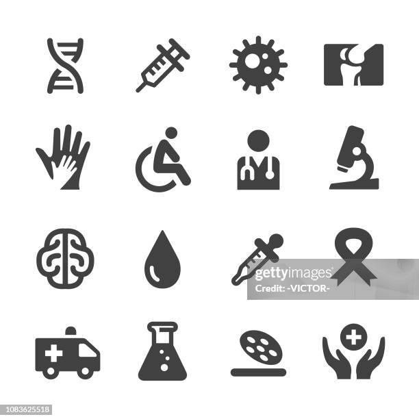 stockillustraties, clipart, cartoons en iconen met geneeskunde icons set - acme serie - aids awareness ribbon