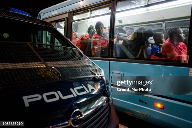 Bus with mothers and children to be transferred to a center. Since the beginning of the year 2019, around 1300 rescued migrants have disembarked at...