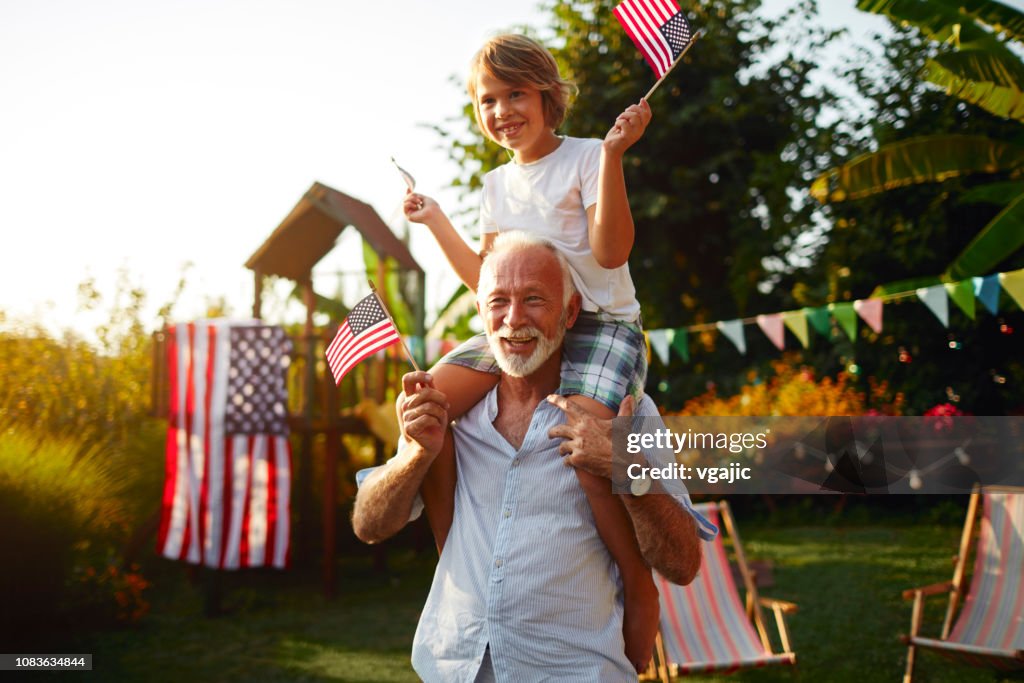 4th Of July - Grandfather and grandson