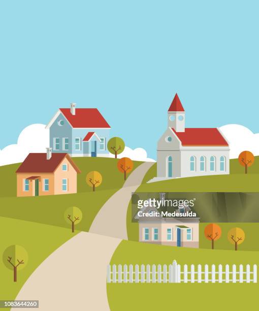 village house vector - town of the gods stock illustrations
