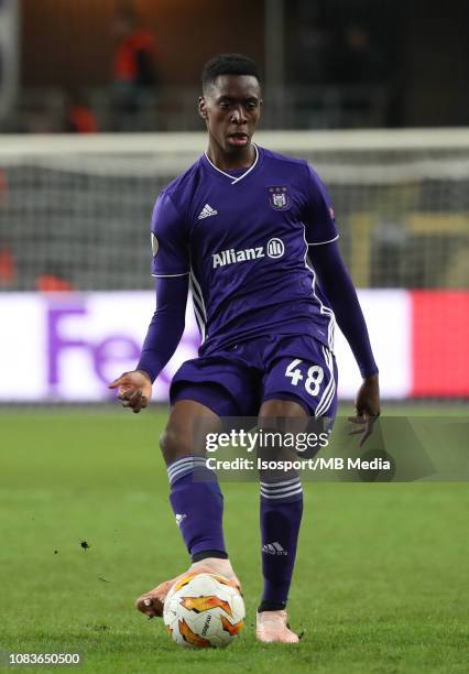 Albert Sambi Lokonga of Anderlecht pictured in action during the UEFA Europa League Group D match between RSC Anderlecht and FC Spartak Trnava at...