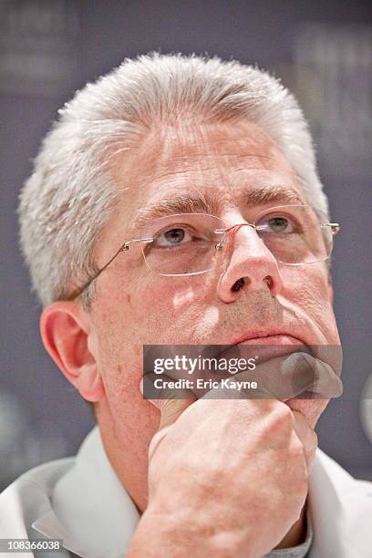 Dr. John Holcomb, trauma surgeon at Memorial Hermann-Texas Medical Center, listens at a press conference to update the media on the condition of U.S....