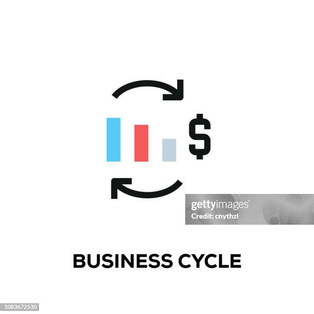 flat line design style modern vector business cycle icon - rounded square button stock illustrations