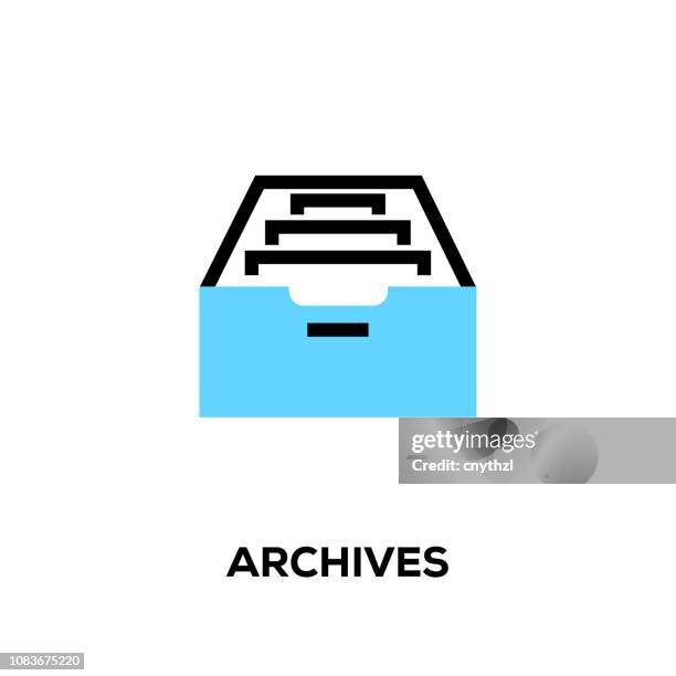 flat line design style modern vector archives icon - office admin vector stock illustrations