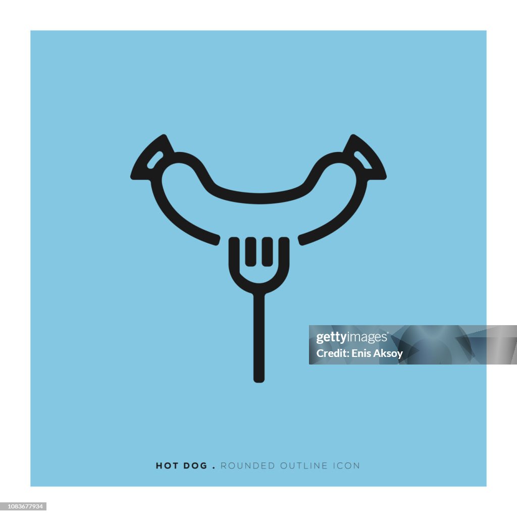 Hot Dog Rounded Line Icon