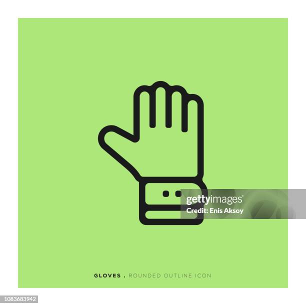 stockillustraties, clipart, cartoons en iconen met handschoenen afgeronde lijn pictogram - keepershandschoen