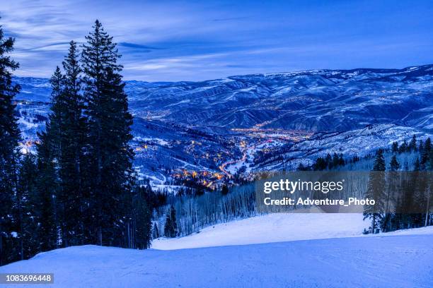 beaver creek colorado scenic view at dusk - beaver creek colorado stock pictures, royalty-free photos & images