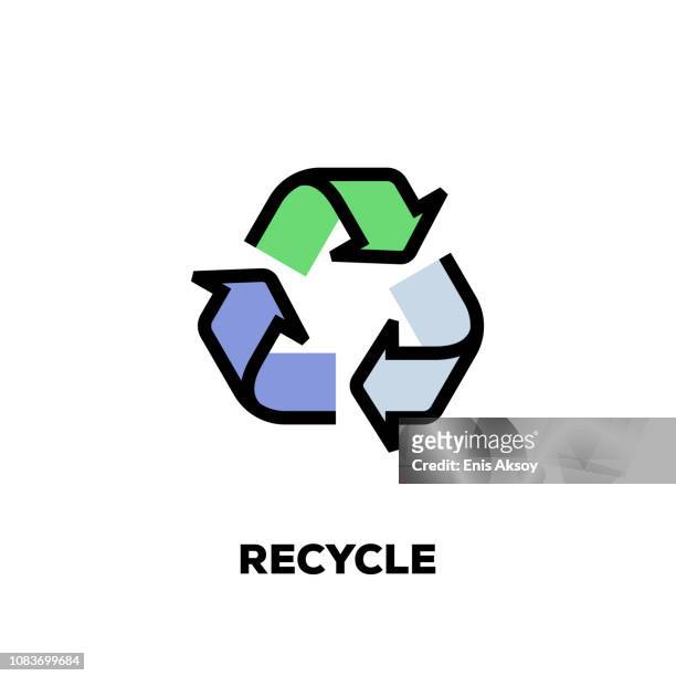 recycle line icon - recycling symbol stock illustrations