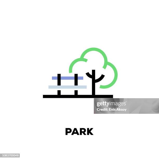 park line icon - plants wood furniture vector stock illustrations