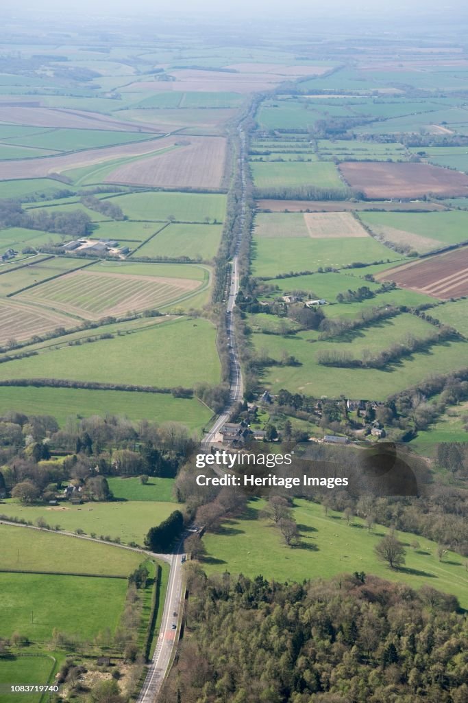 Fosse Way, Gloucestershire, 2018. Aerial view of the Roman road... News ...