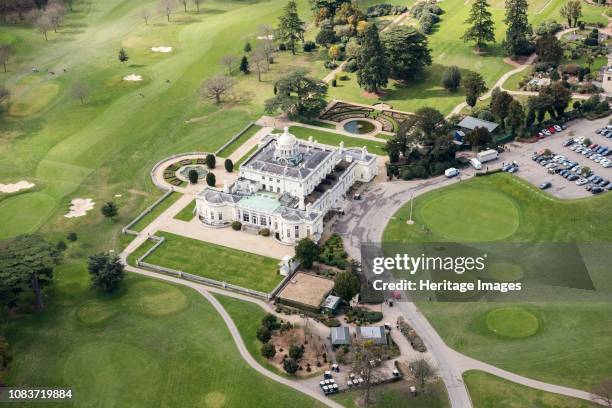 Stoke Park, Stoke Poges, Buckinghamshire, 2018. Stoke Park House is a mansion designed by James Wyatt in 1788. Part of the surrounding landscape park...