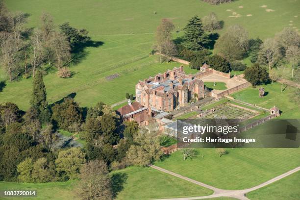 Chequers, Ellesborough, Buckinghamshire, 2018. Aerial view of the Tudor mansion, official country residence of the UK Prime Minister since 1921....