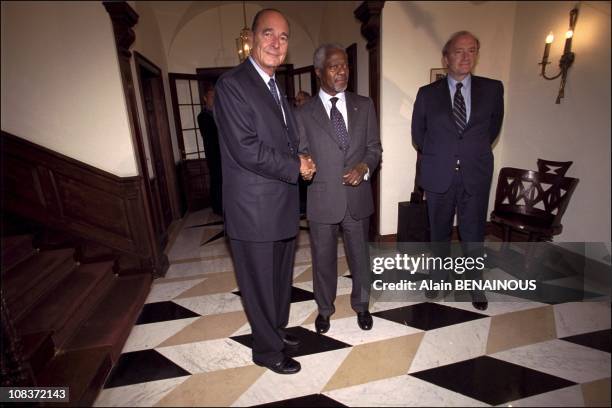 With Kofi Annan and Hubert Vedrine French Minister of Foreign Affairs in Washington, United States on September 19, 2001.