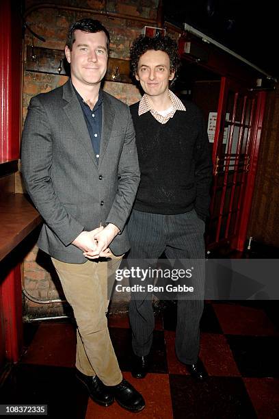 Tom Patrick Stephens and John Keating attend the after party for the "The New York Idea" Off-Broadway opening night at Garage on January 26, 2011 in...