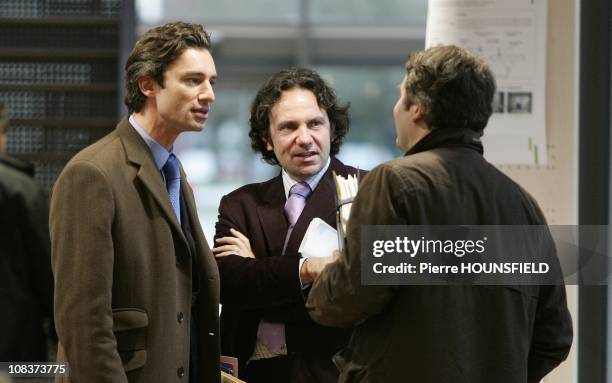 Laurent Solly, Frederic Lefebvre and Franck Louvrier in Saclay, France on January 18, 2007.