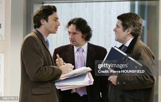 Laurent Solly, Frederic Lefebvre and Franck Louvrier in Saclay, France on January 18, 2007.