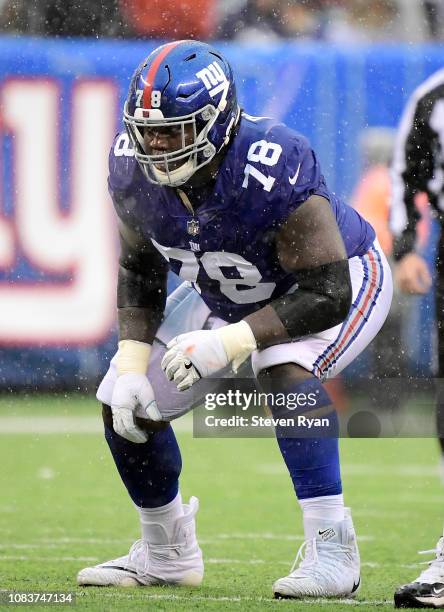 Jamon Brown of the New York Giants in action against the Tennessee Titans at MetLife Stadium on December 16, 2018 in East Rutherford, New Jersey.