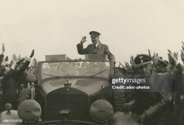 Hitler and Mussolini visit to Italian troops in Ukraine, in August 1941.