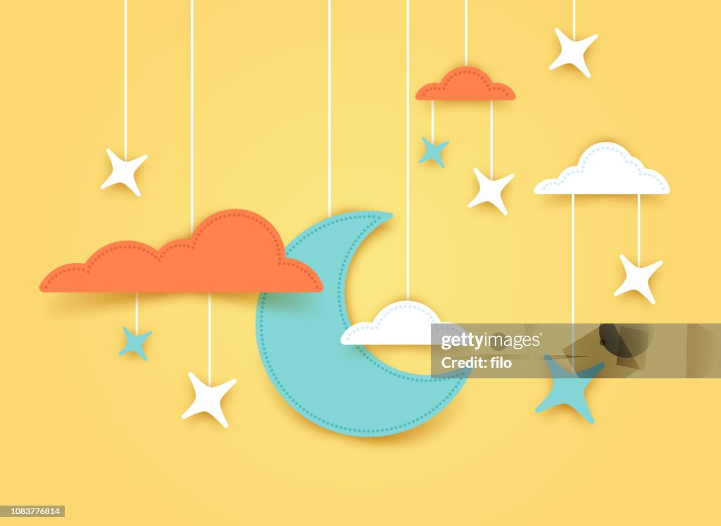 Moon and Stars Night Background Banner