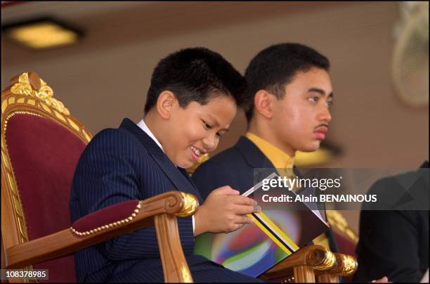 Crown Prince Haji Al-Muhtadee Billah and his brother Abdul Malik in Brunei Darussalam on January 01, 2001.